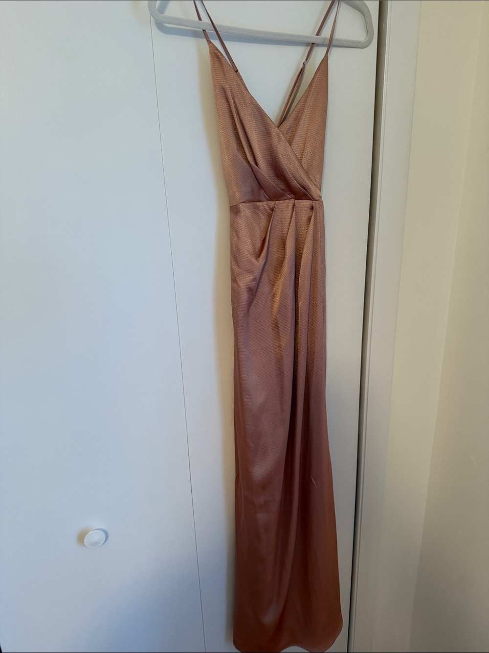 Tobi Satin Slip Maxi Dress in Rose Metallic